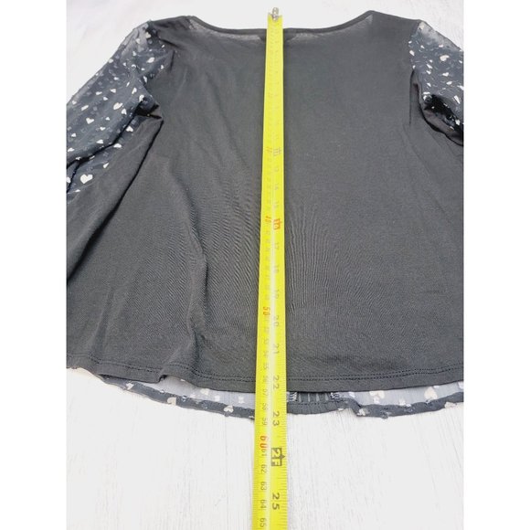 Layered Lauren Conrad Black With White Hearts Allover Top Size PXL - Picture 6 of 8